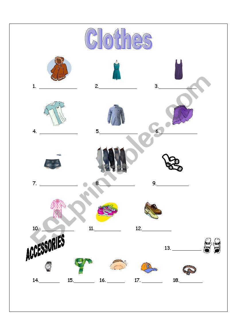 CLOTHES worksheet