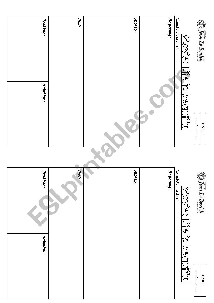 Movie worksheet: Life is Beautiful