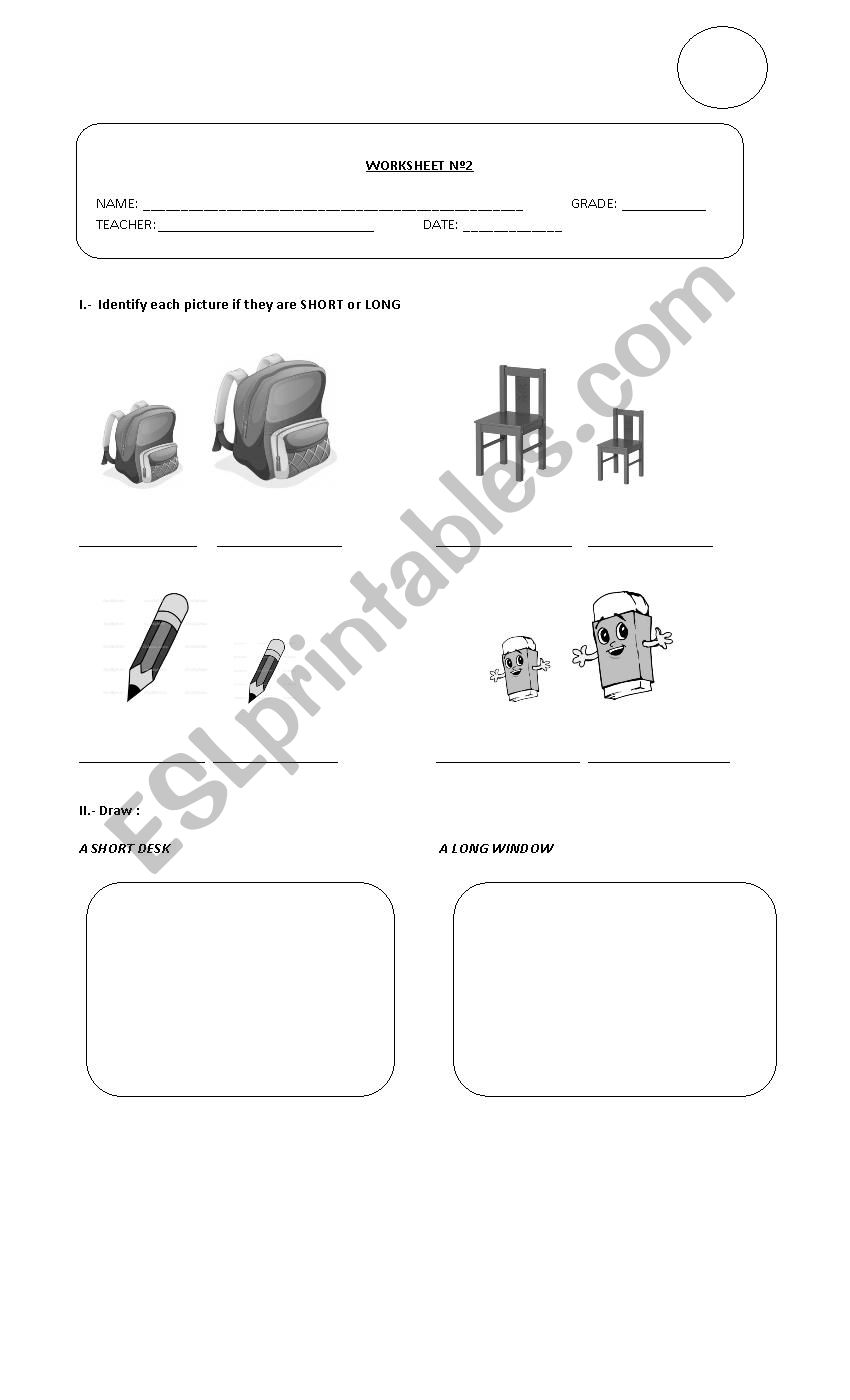 Long and Short worksheet