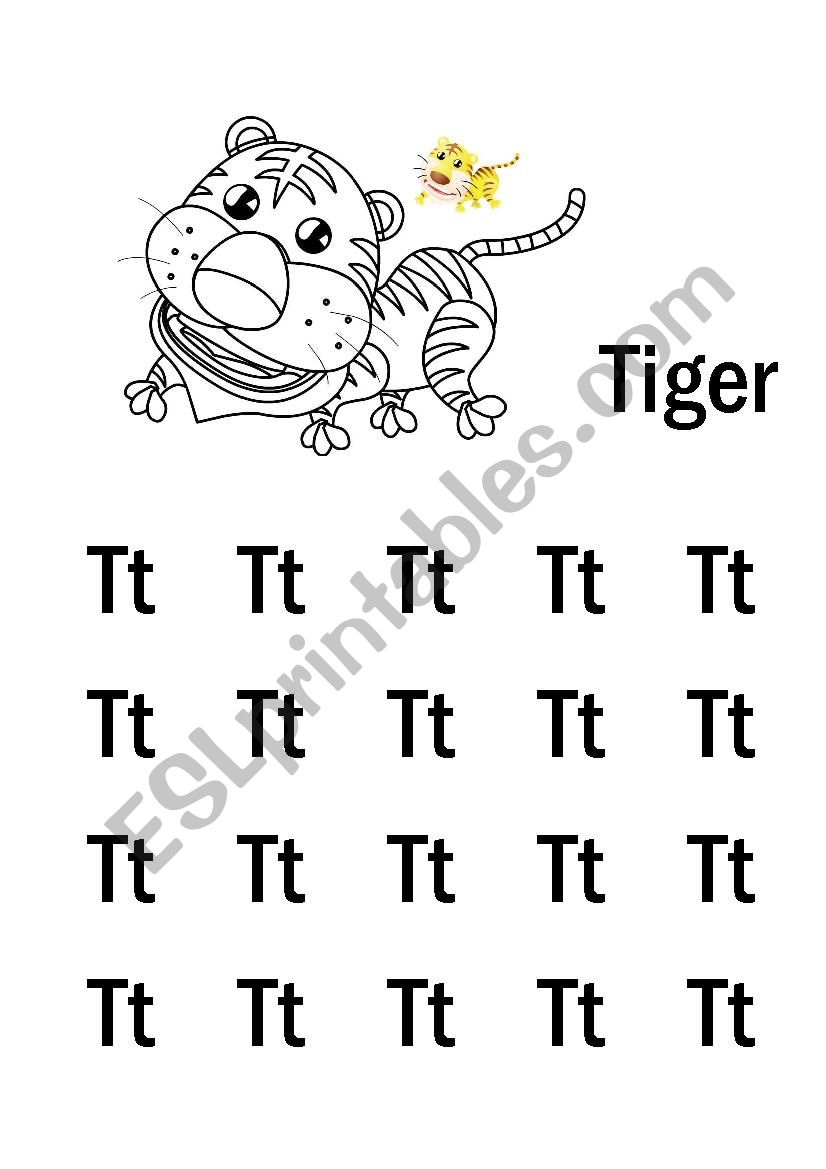 T-Z Handwriting worksheet