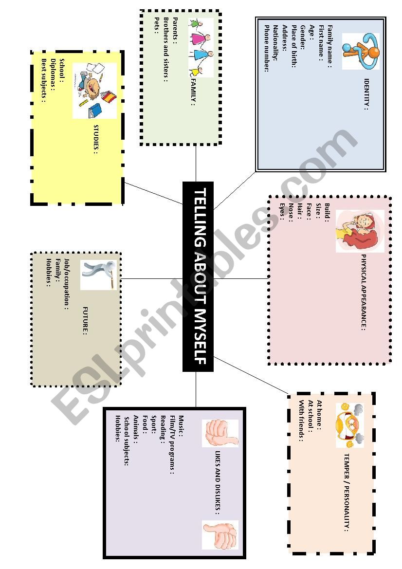 Telling about myself worksheet