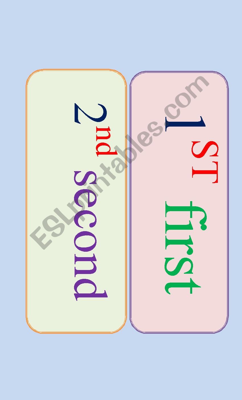 ordinal numbers flash cards worksheet