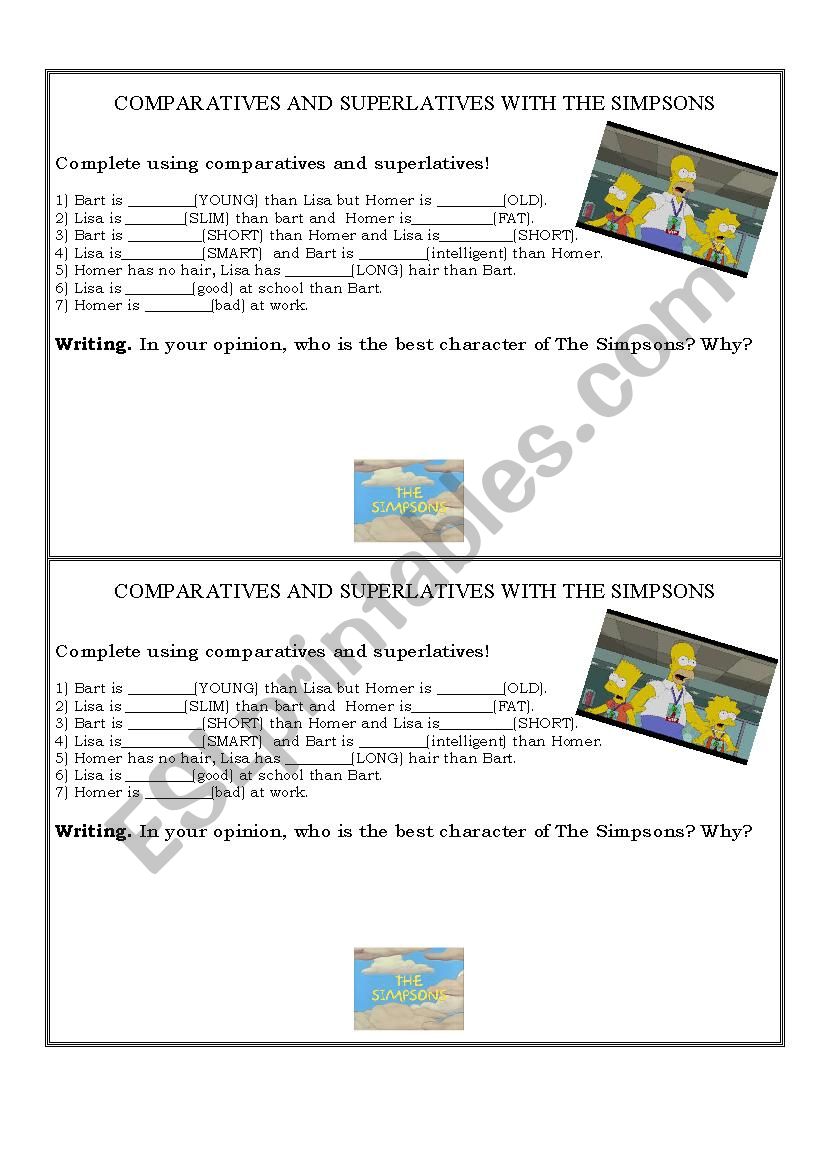 Comparative and Superlatives with The Simpsons