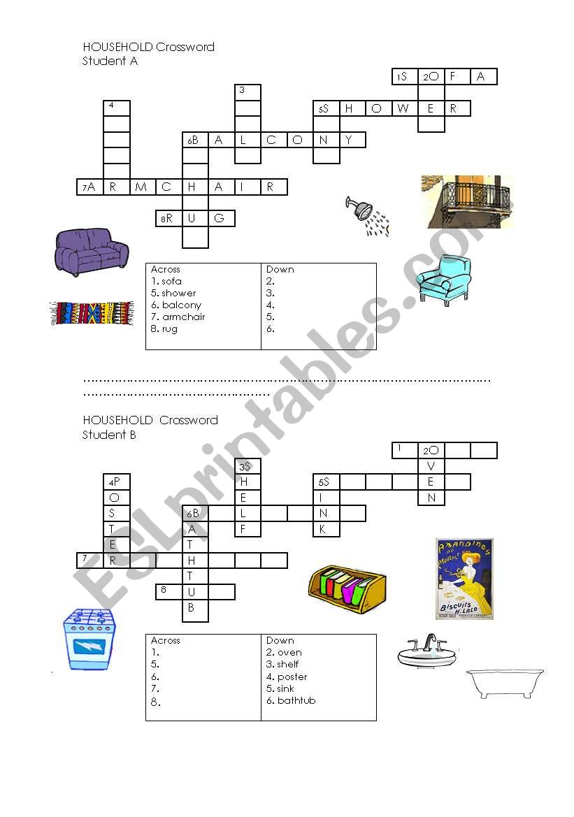 Household Jigsaw Crossword Puzzle