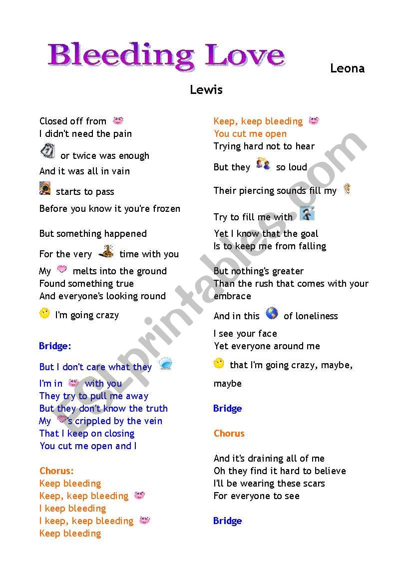 Bleeding Love - Leona Lewis worksheet
