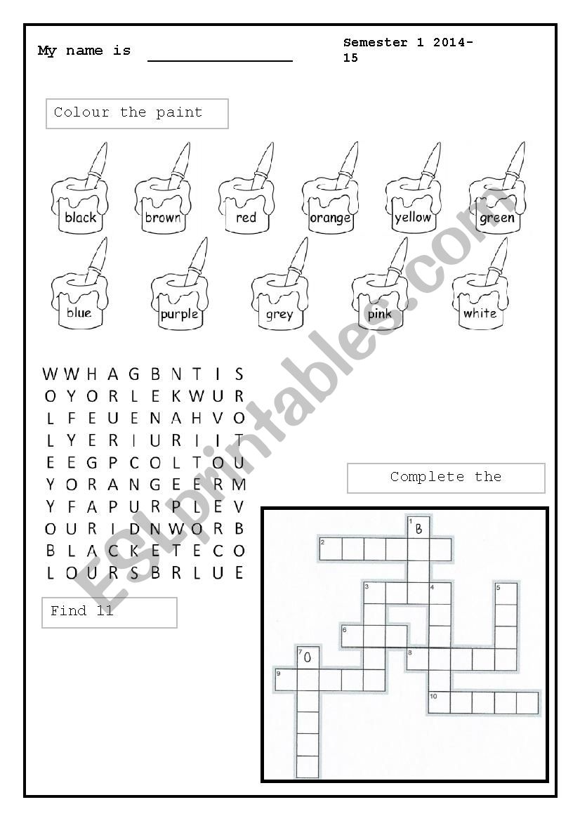 Colours puzzles worksheet