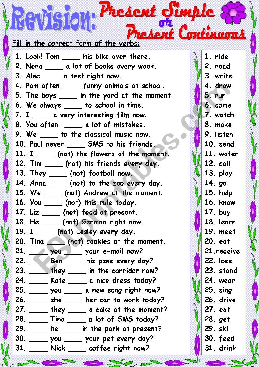 Revision: Present Simple or Present Continuous