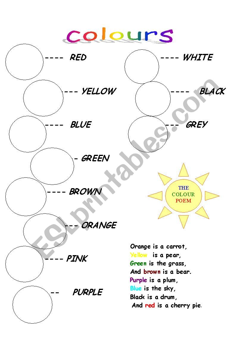 COLOURS worksheet