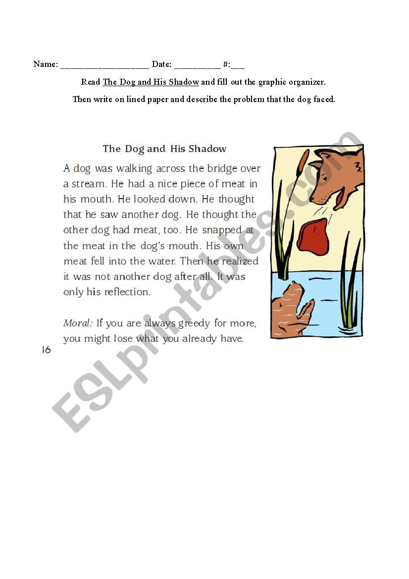 Dog and His Shadow Activity worksheet