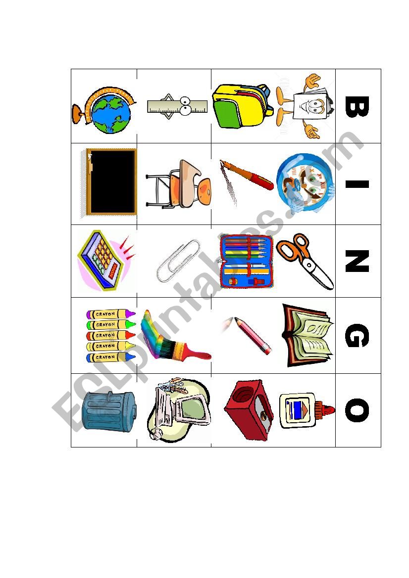 Bingo worksheet