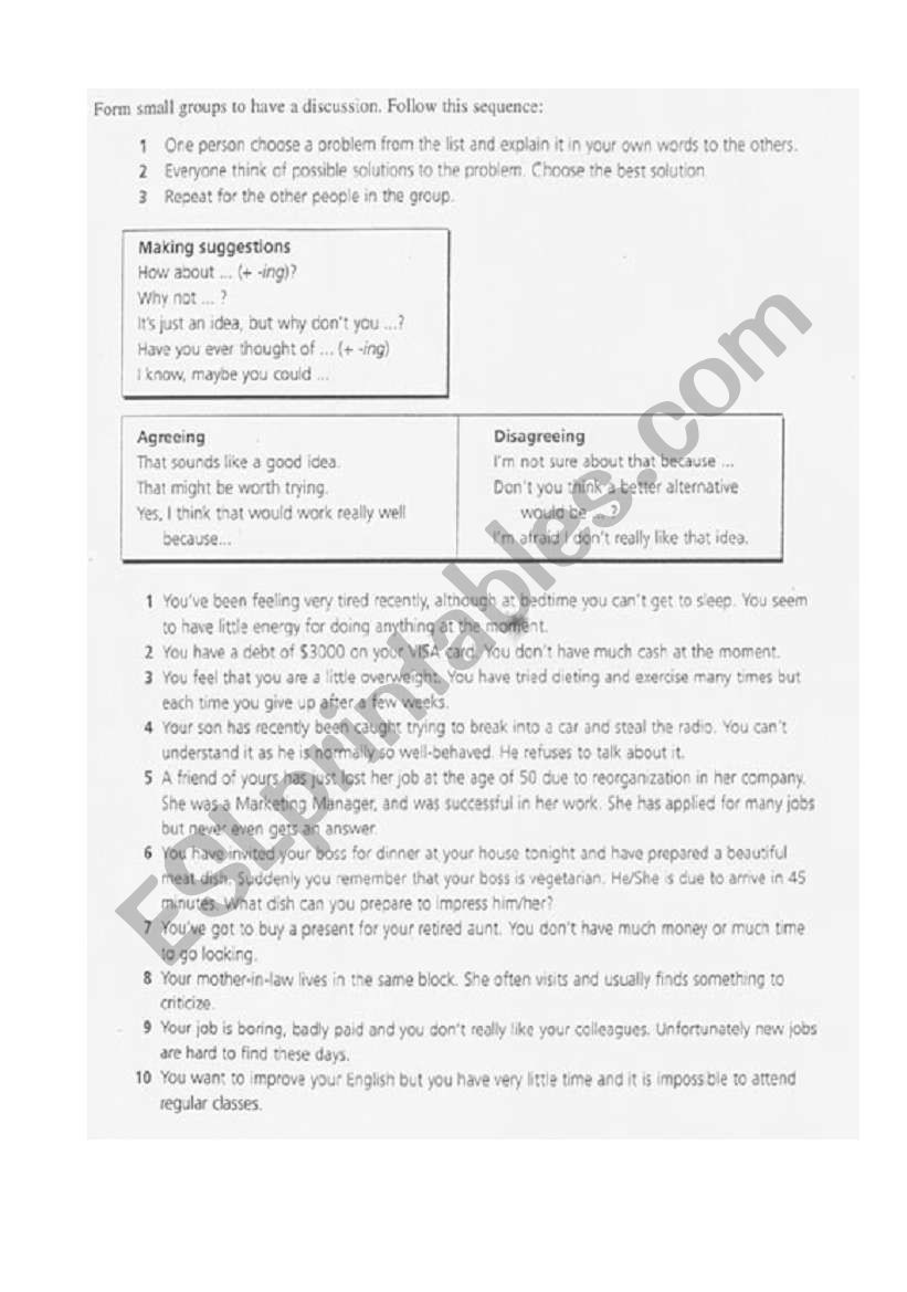 Problem solving worksheet