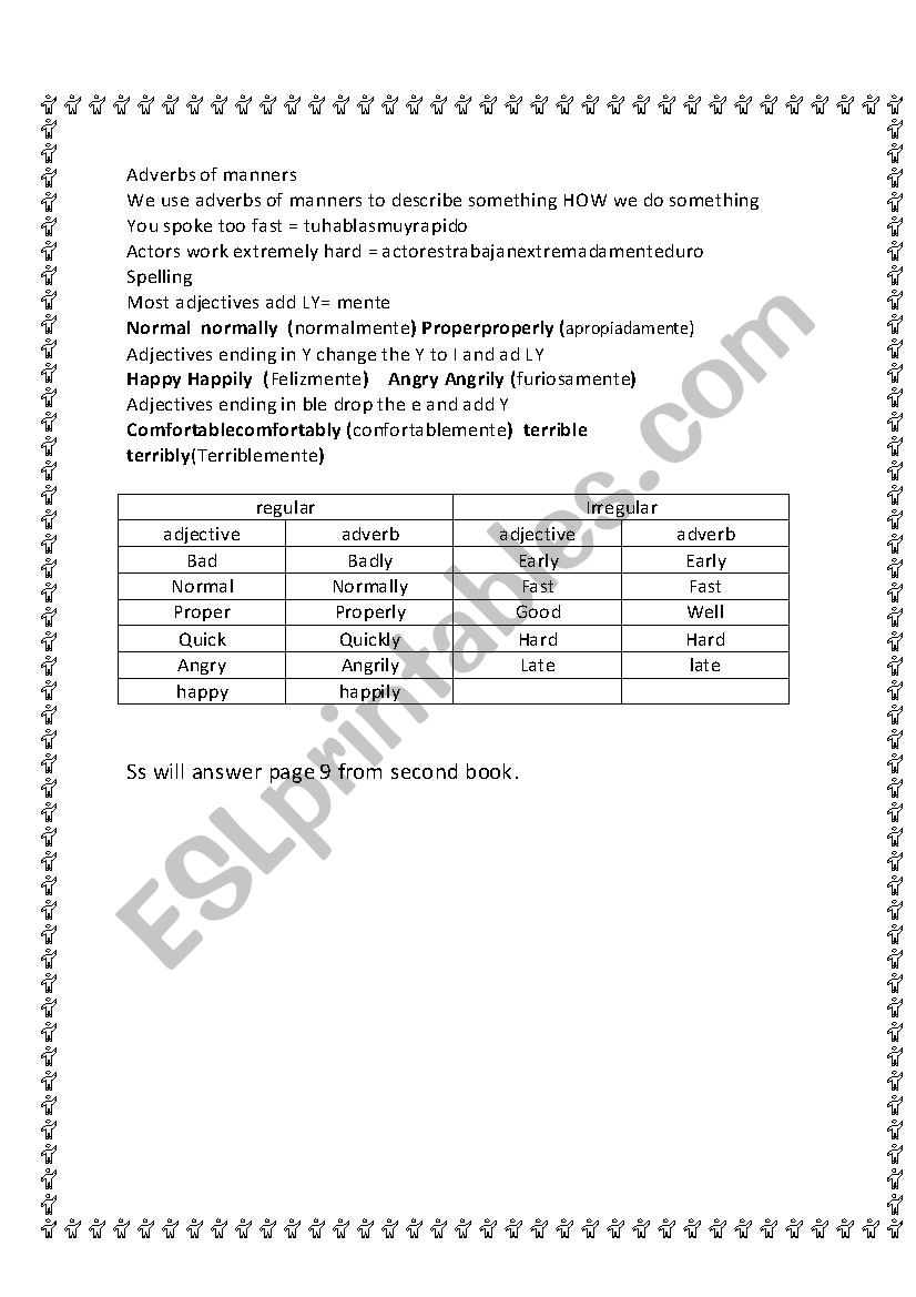 adverbs of manners worksheet