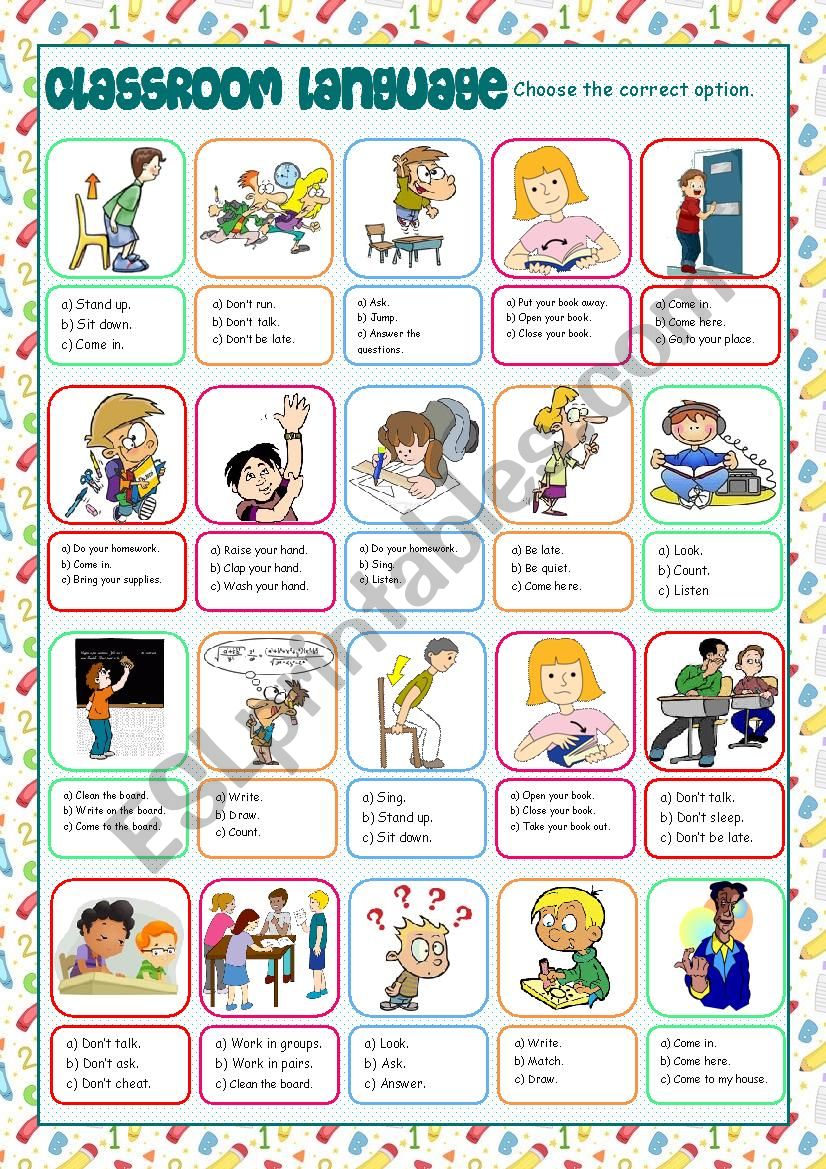 Classroom Language Multiple Choice