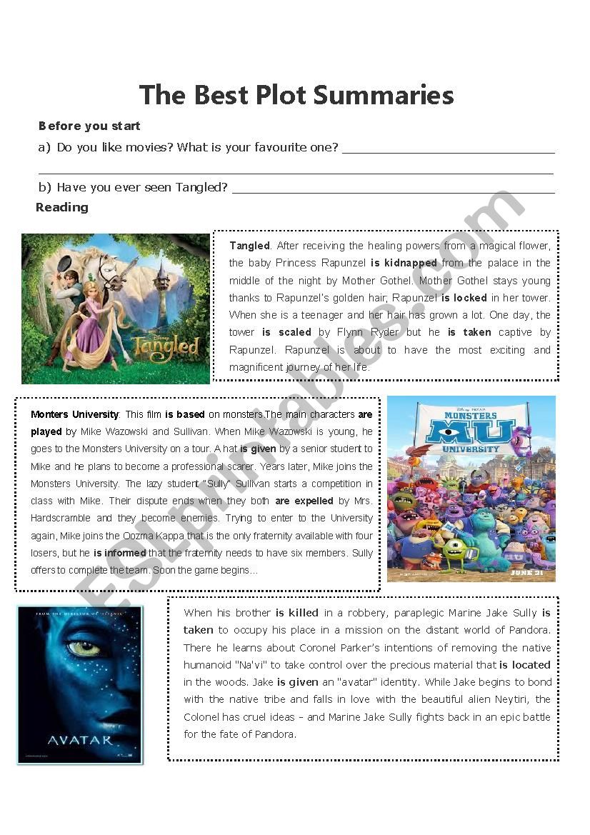 Plot Summaries worksheet