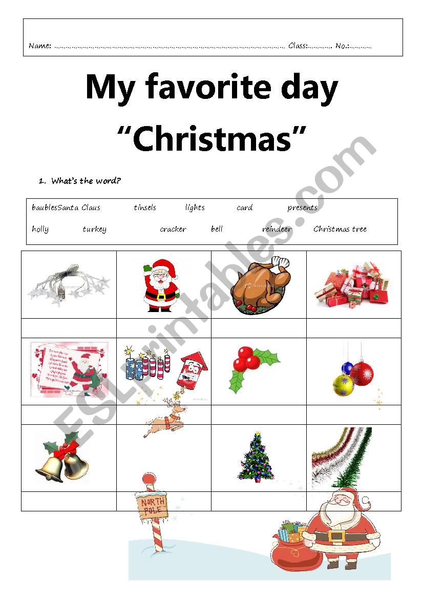 Christmas Vocabulary worksheet