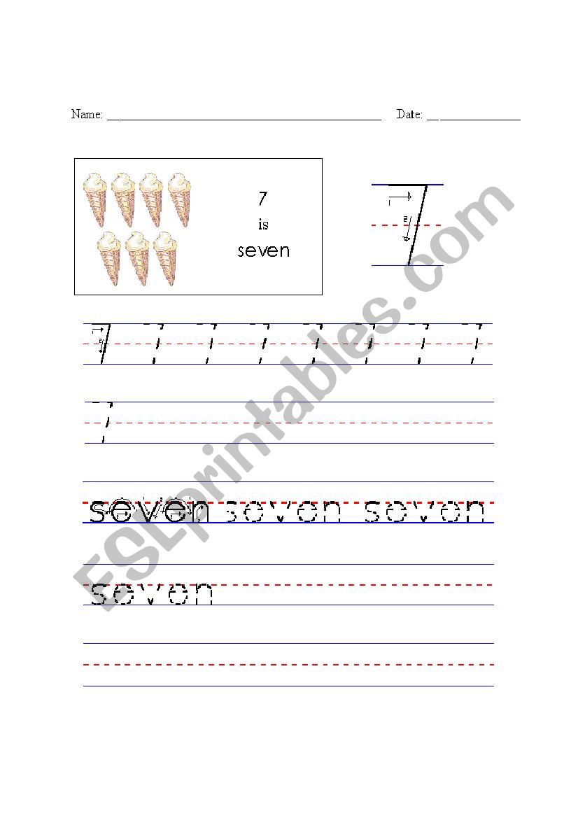 Number handwriting worksheet