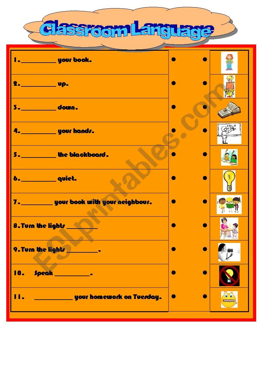 Classroom Language worksheet