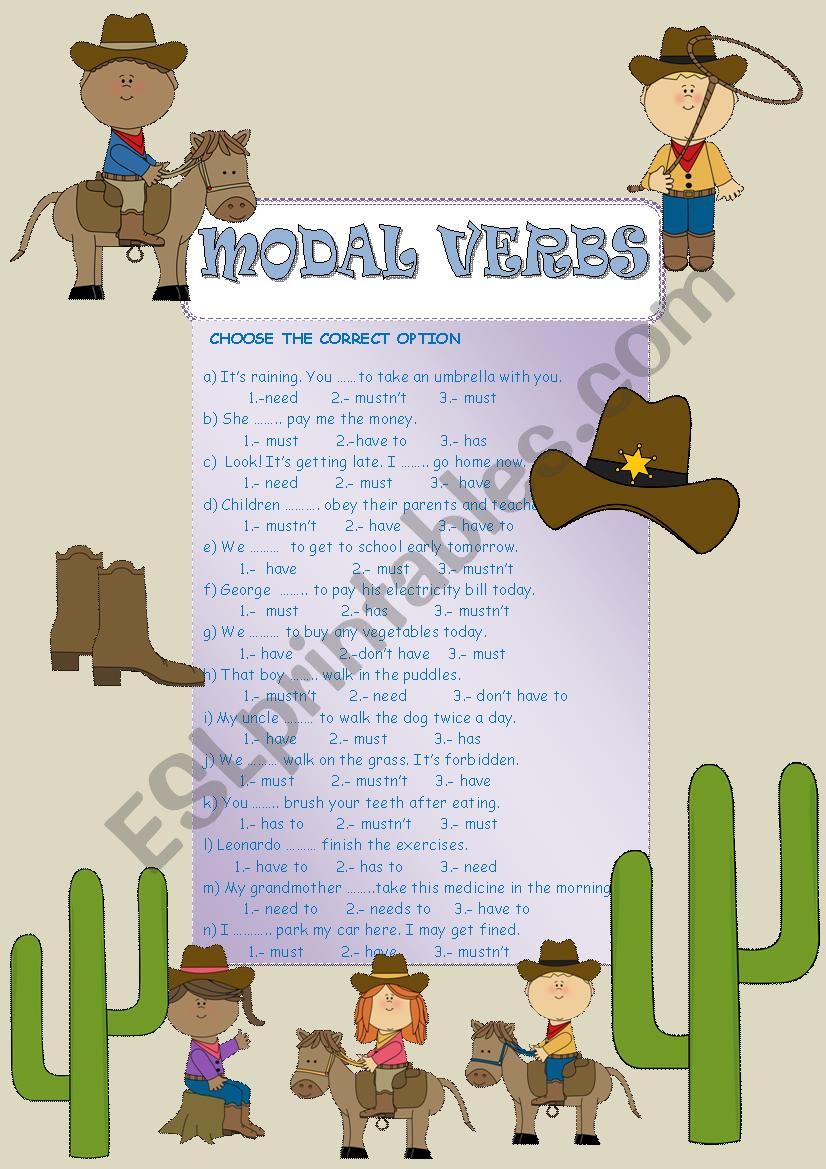 Modal verbs worksheet