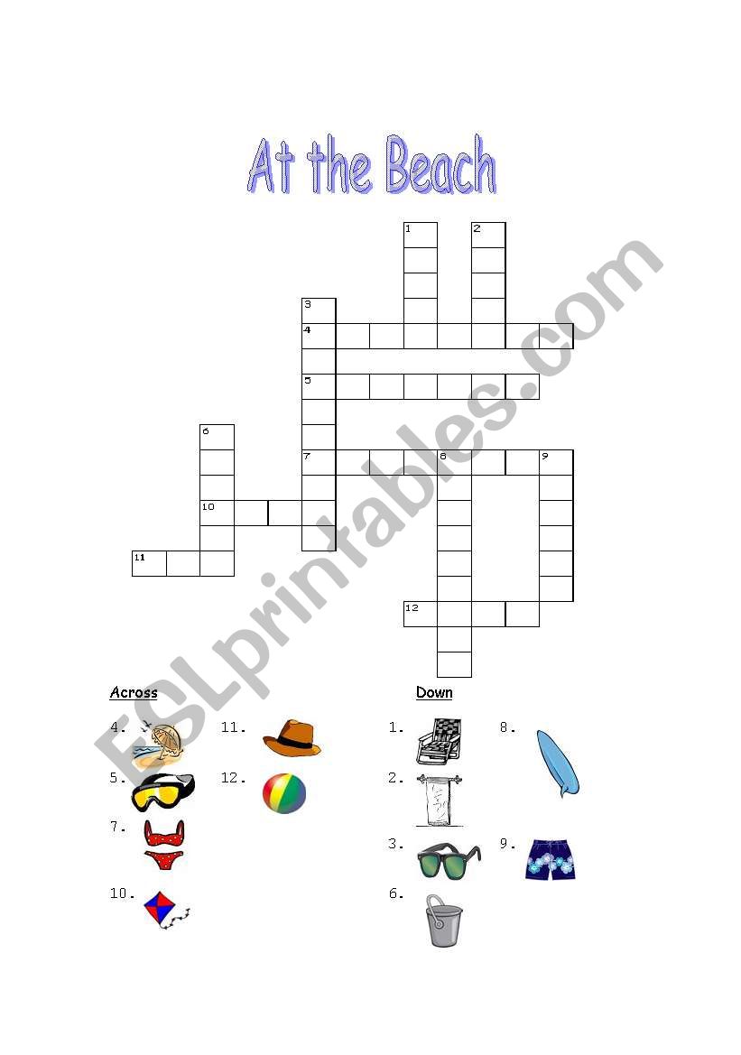 At the Beach worksheet