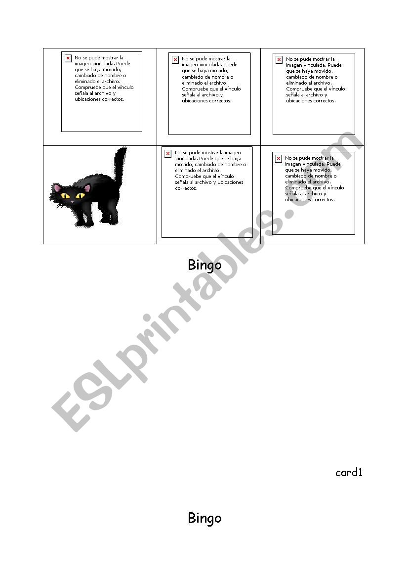 Brown Bear Bingo worksheet