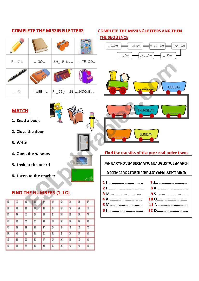 Revision classroom language, days, months