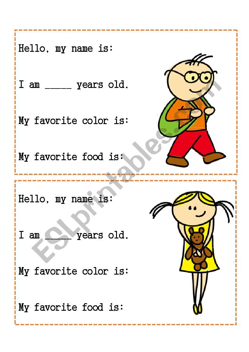 Name Cards  worksheet