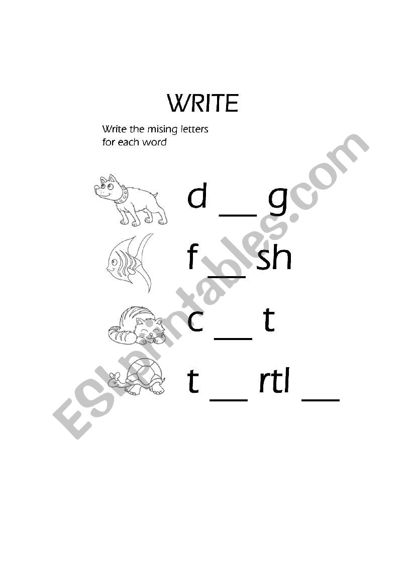 Animals Vowels worksheet