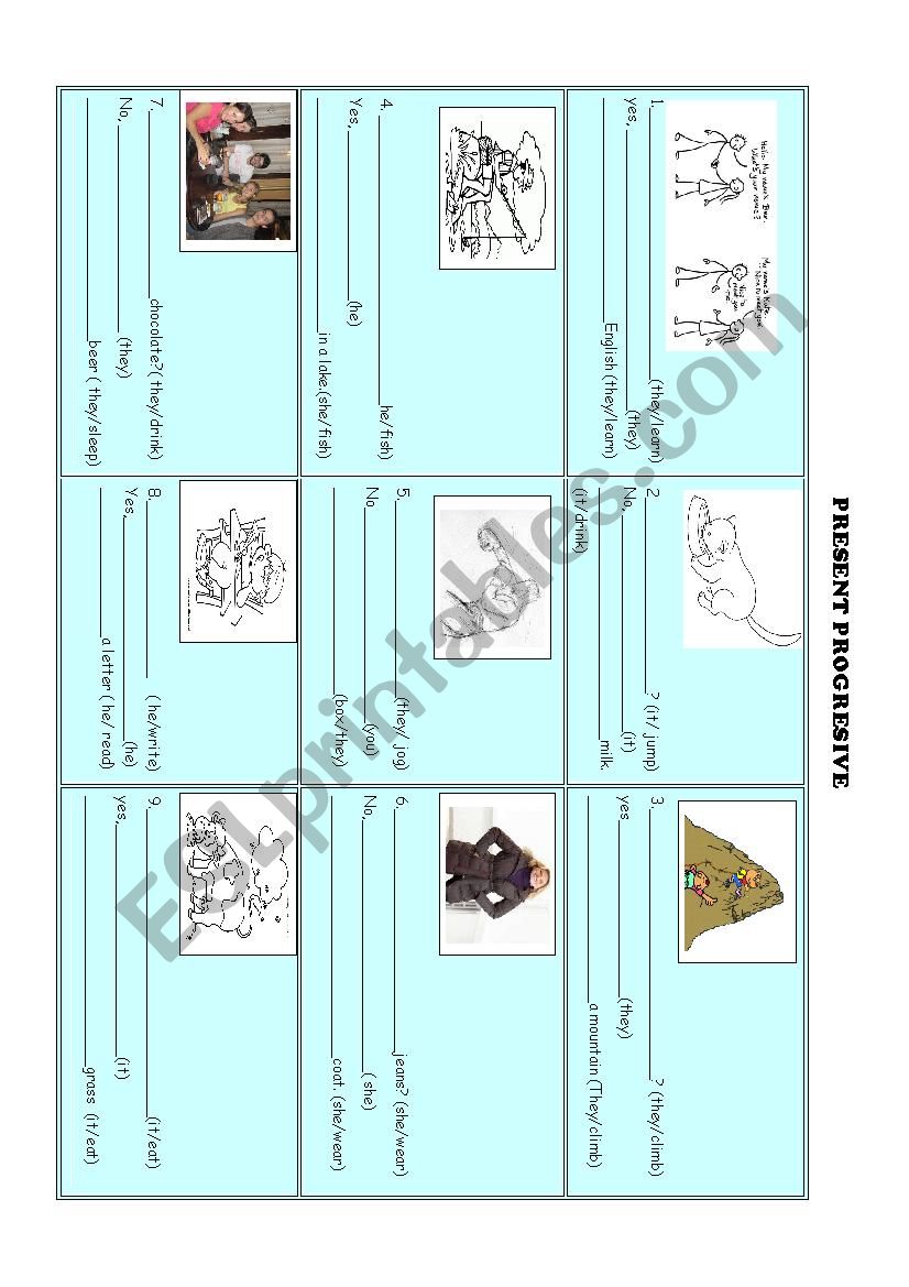 present progresive worksheet