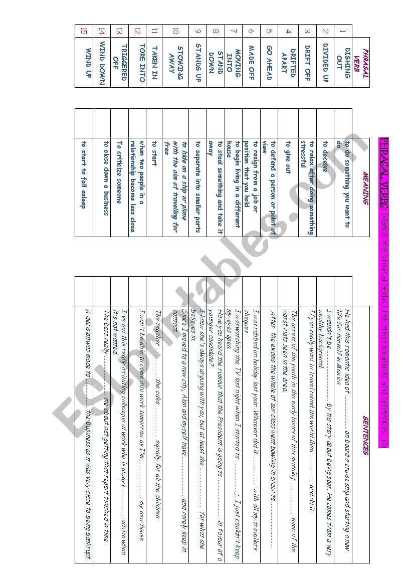 PHRASAL VERBS (2) worksheet