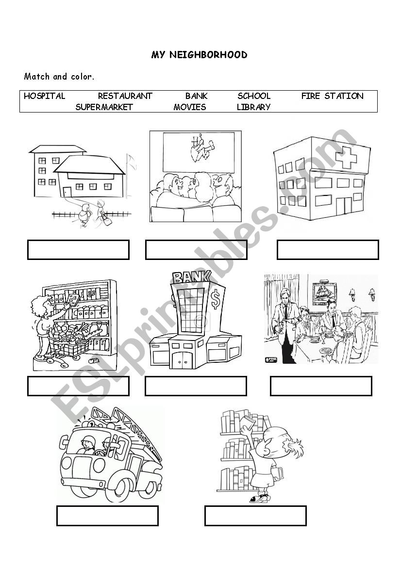 Download MY NEIGHBORHOOD - ESL worksheet by karluchitas