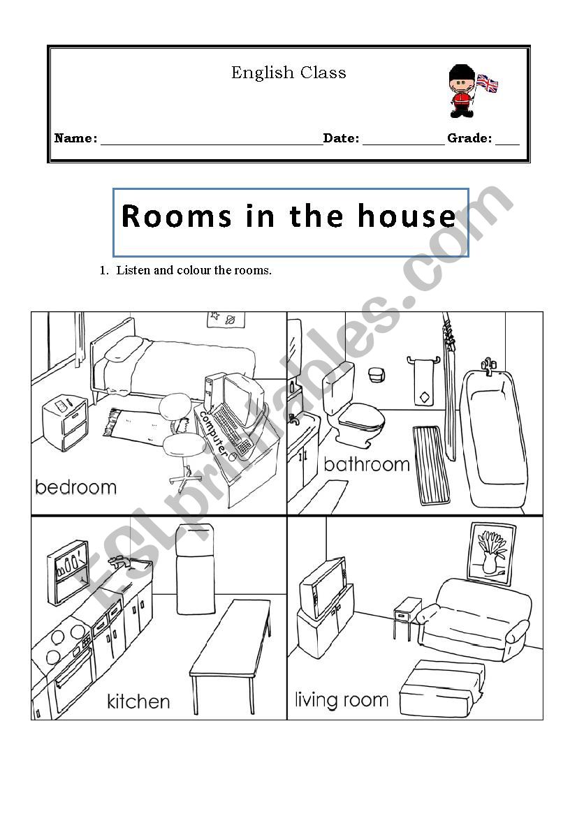 rooms in the house worksheet