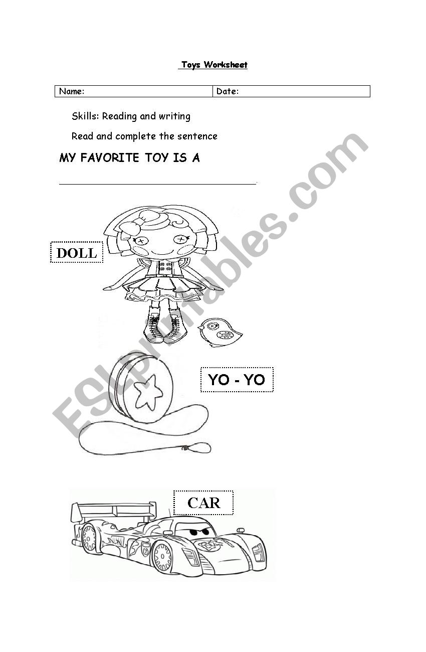 Toys worksheet