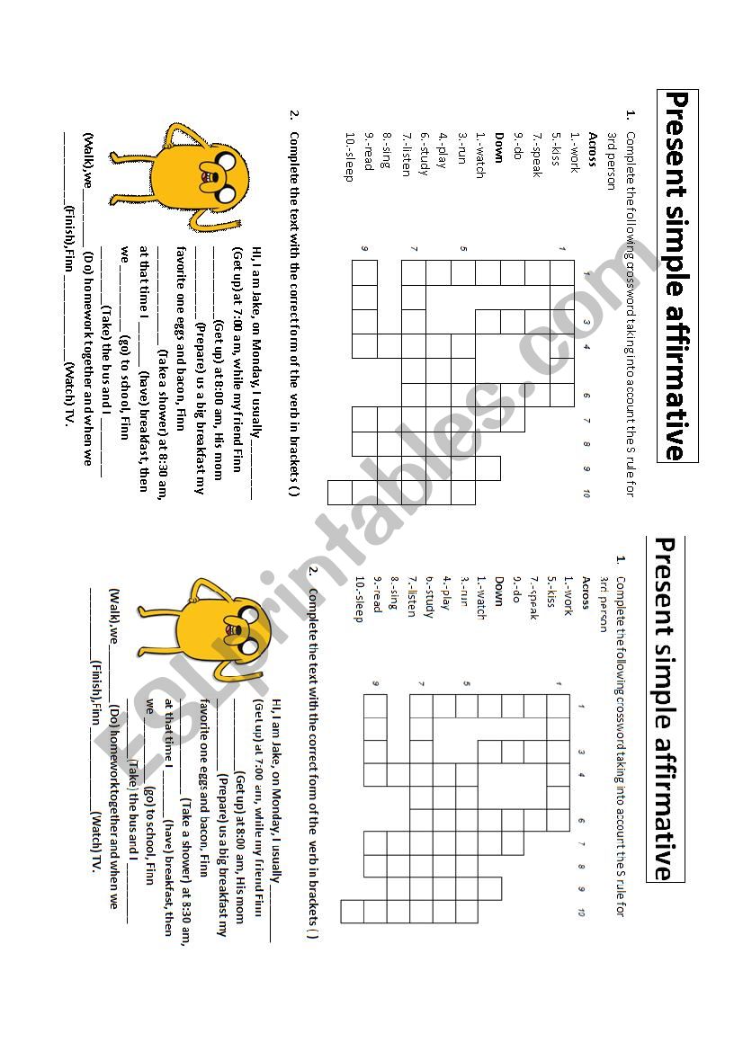 Present Simple affirmative worksheet