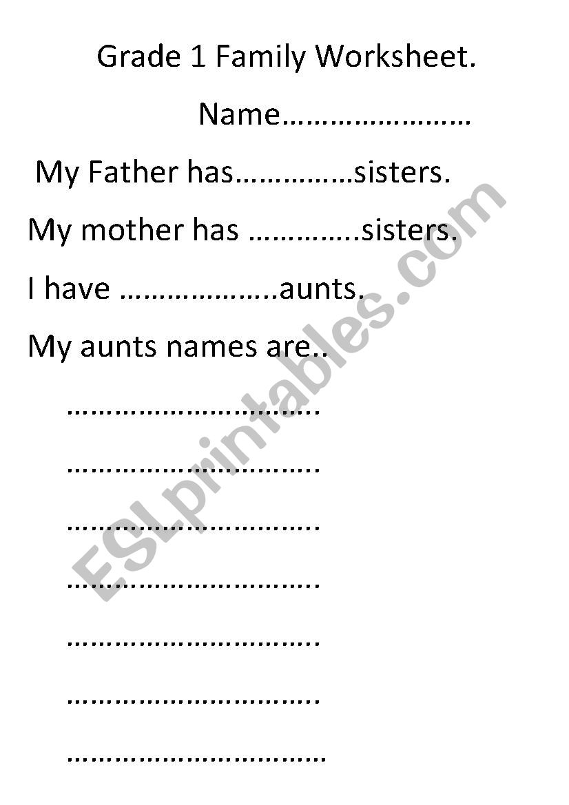 Grade 1 Family Worksheet. worksheet