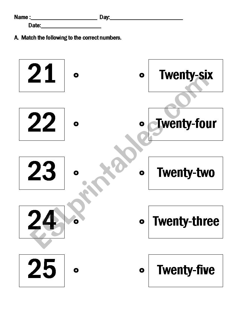 Numbers worksheet