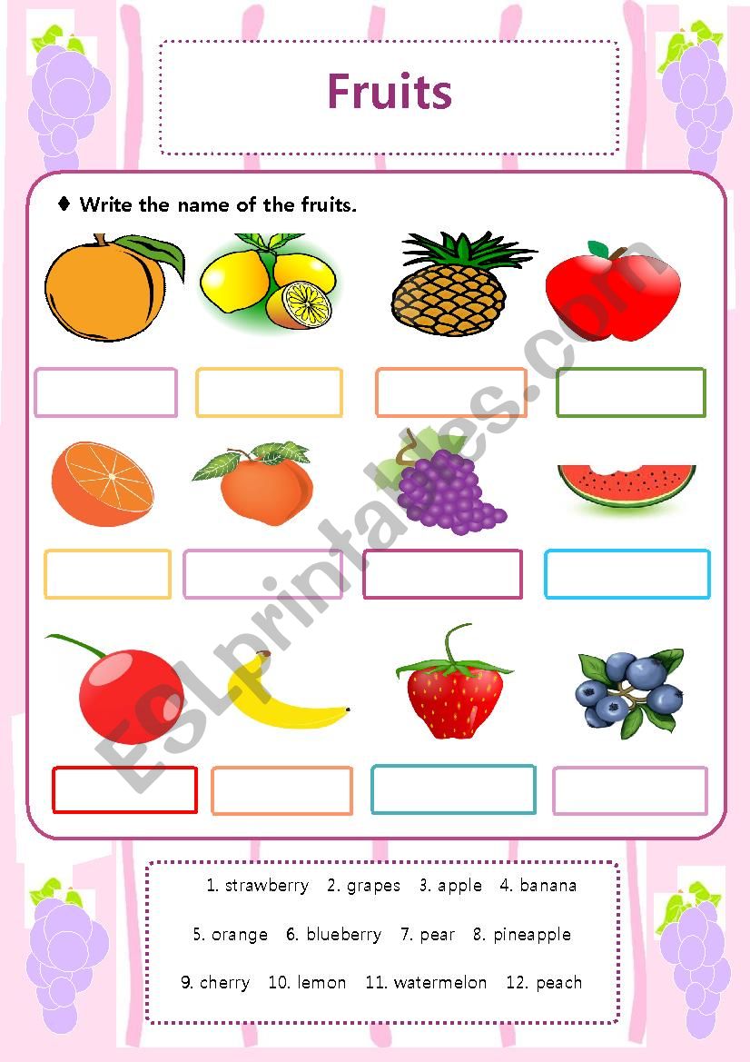 Fruits worksheet