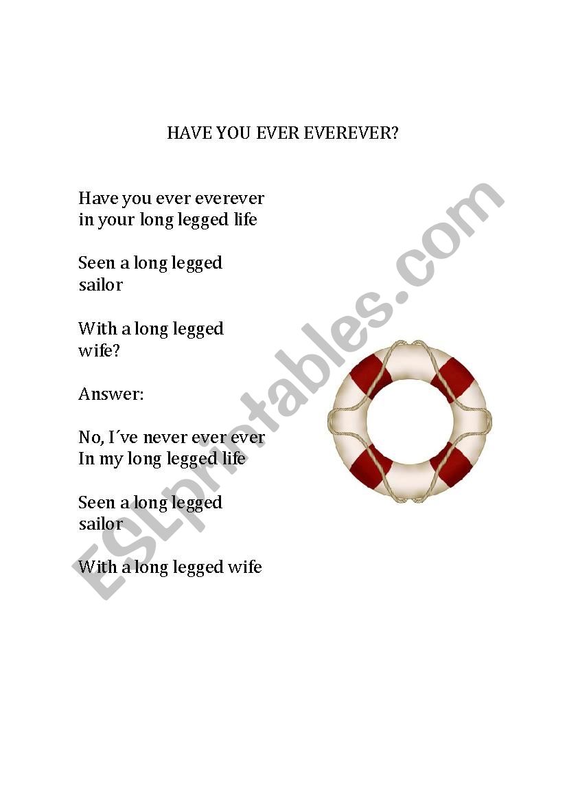 Have you ever ever ever? worksheet