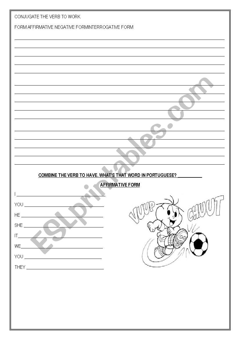VERBO TO WORK worksheet