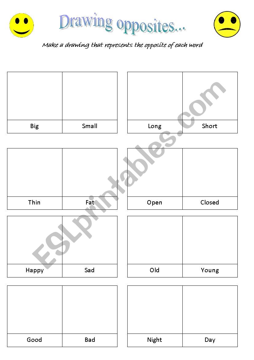 Drawing opposites worksheet