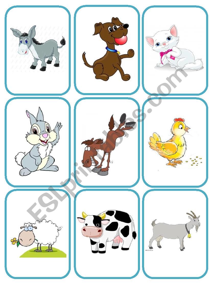 Farm animals - flashcards worksheet