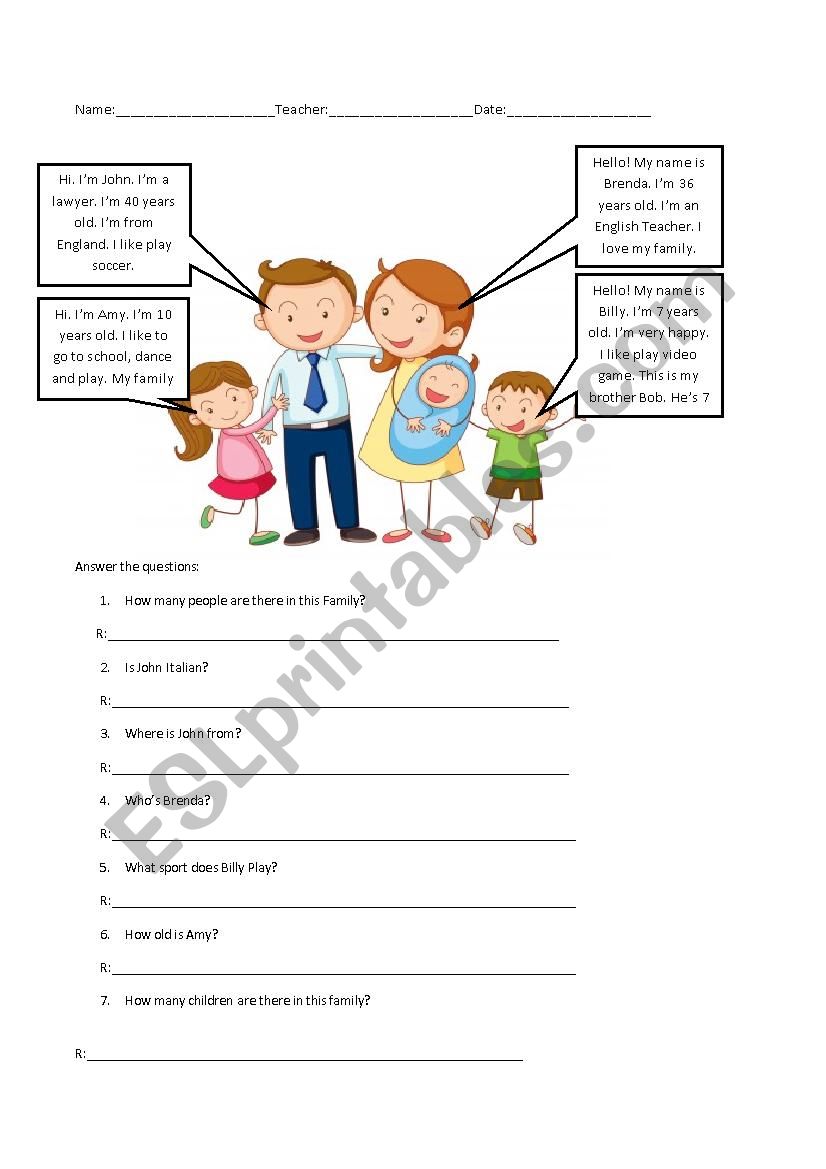 Family worksheet