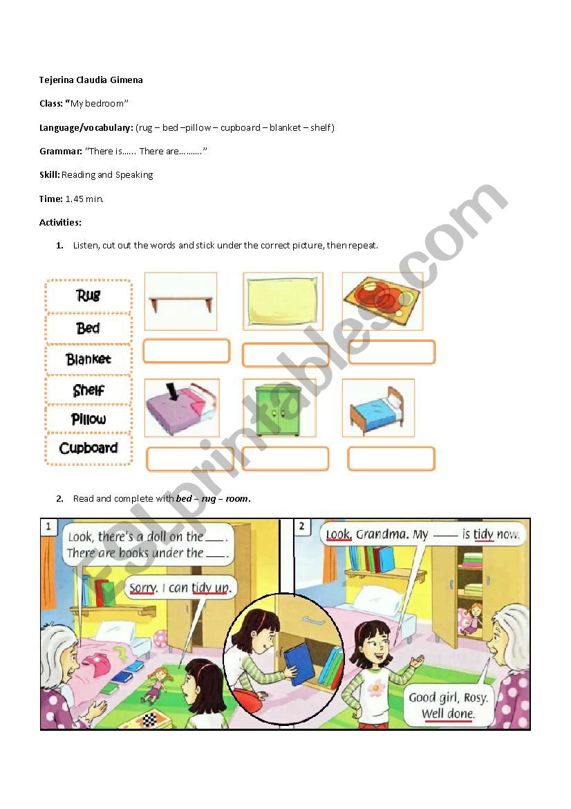 My Bedroom Esl Worksheet By Claudia20