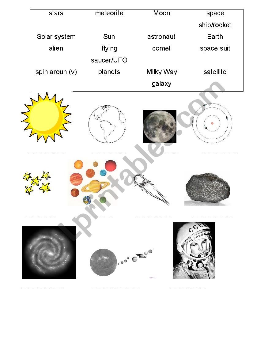 Space worksheet