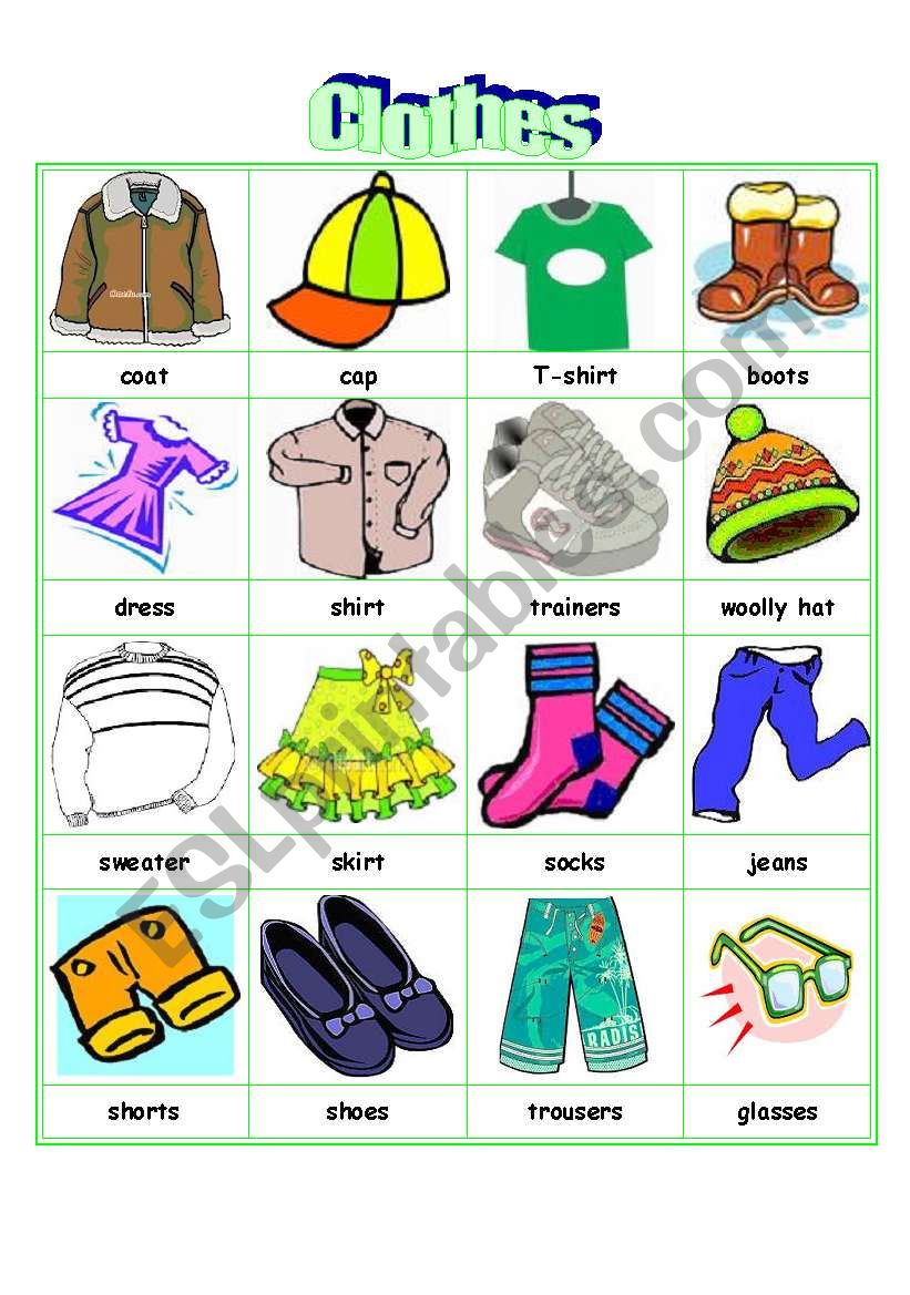 Clothes Flash Cards worksheet