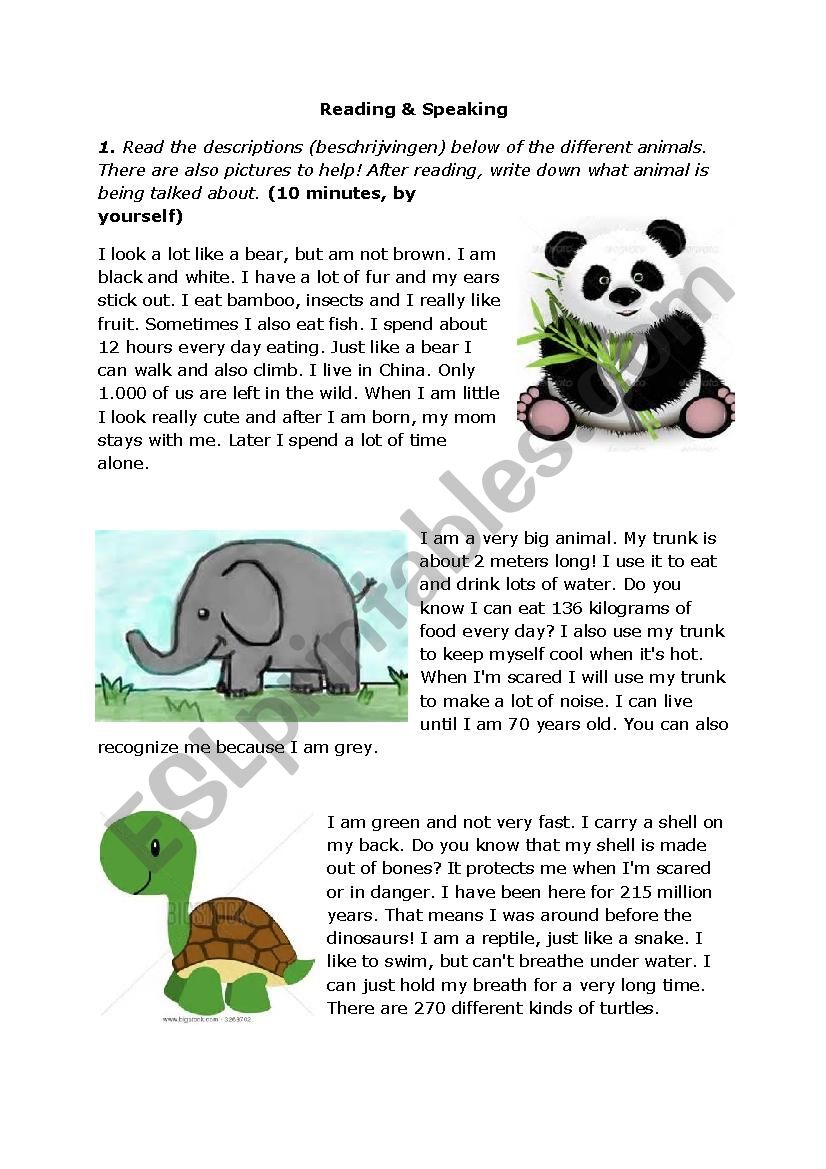 Animals writing and reading worksheet