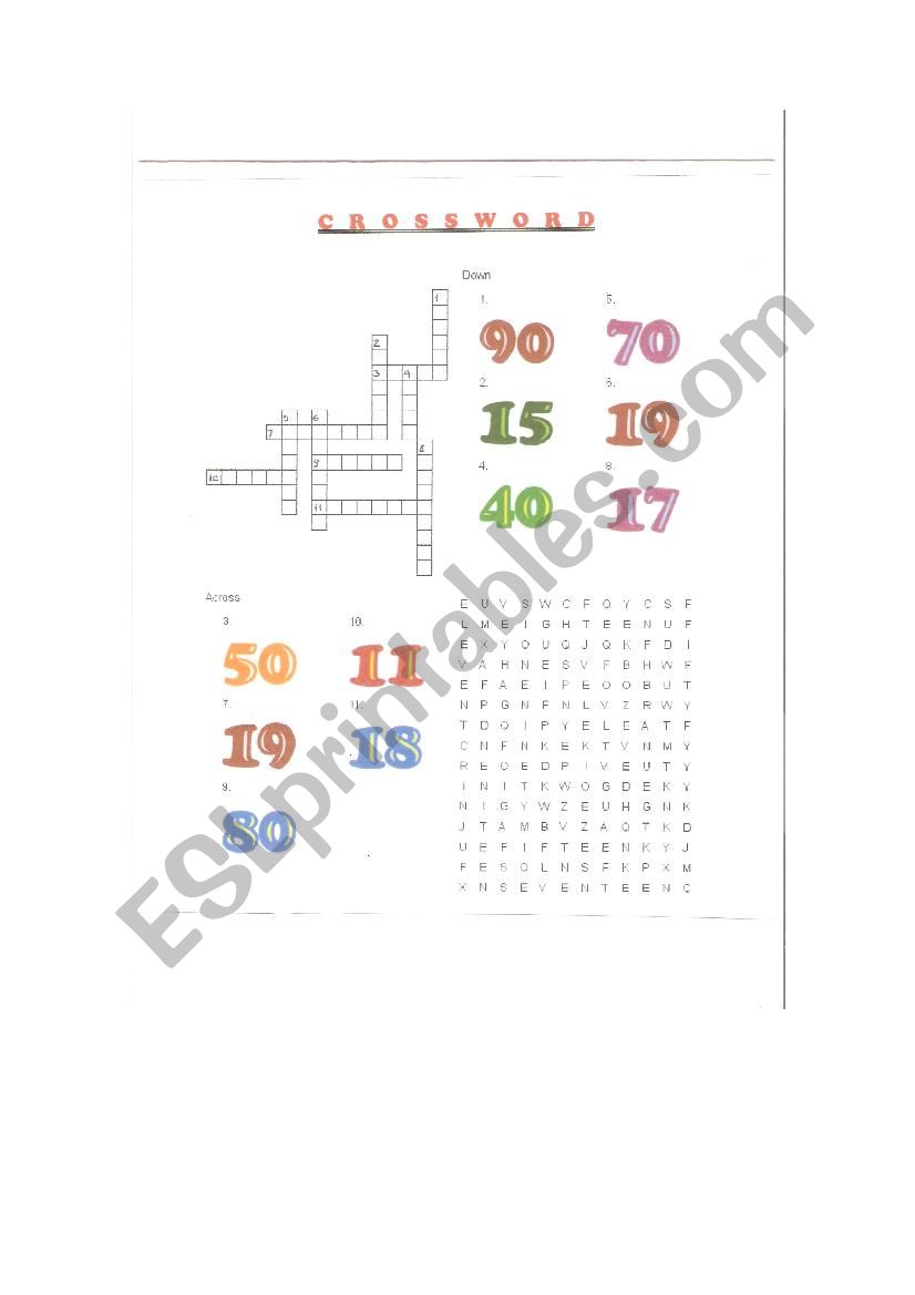 NUMBERS worksheet