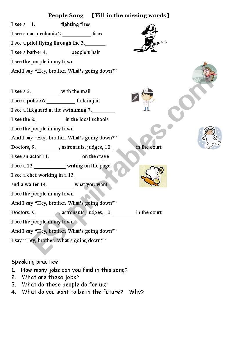 People Song worksheet