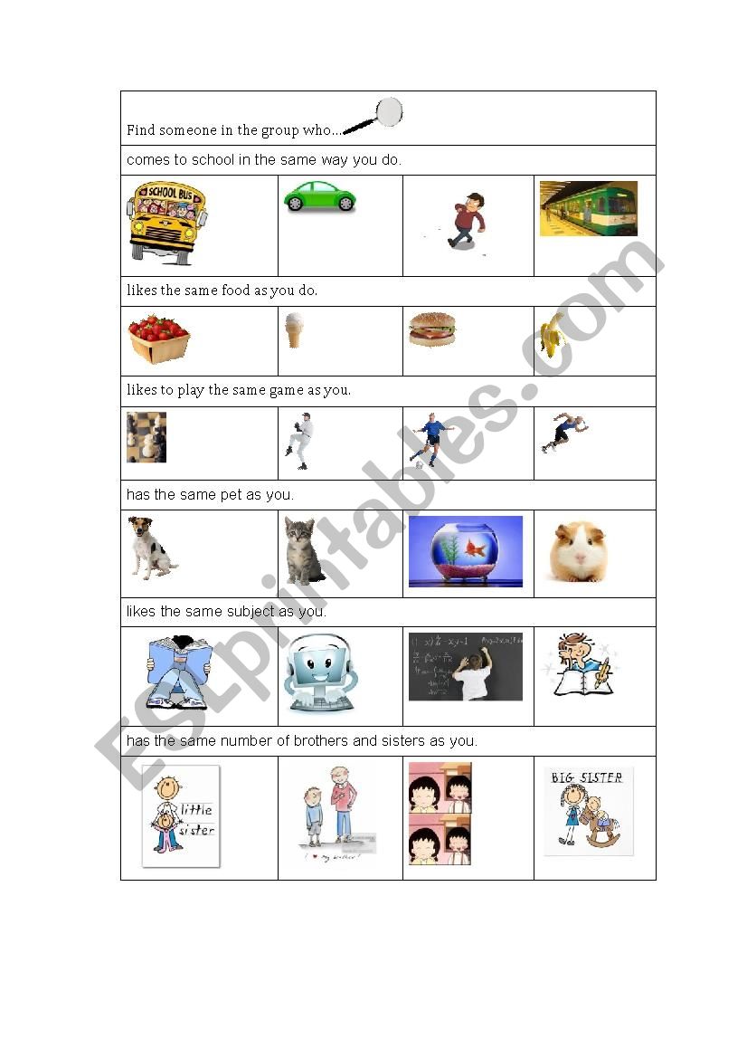 WhoÂ´s in the Group worksheet