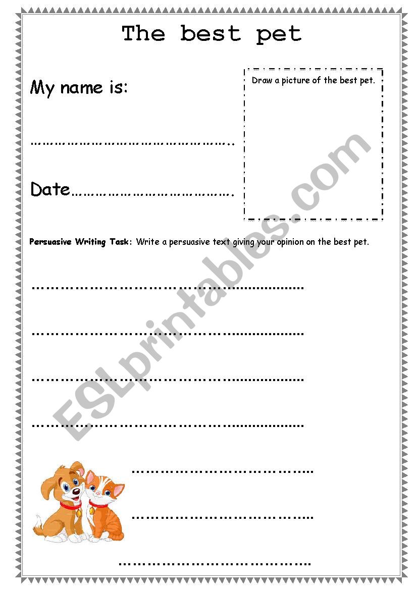 The Best Pet worksheet