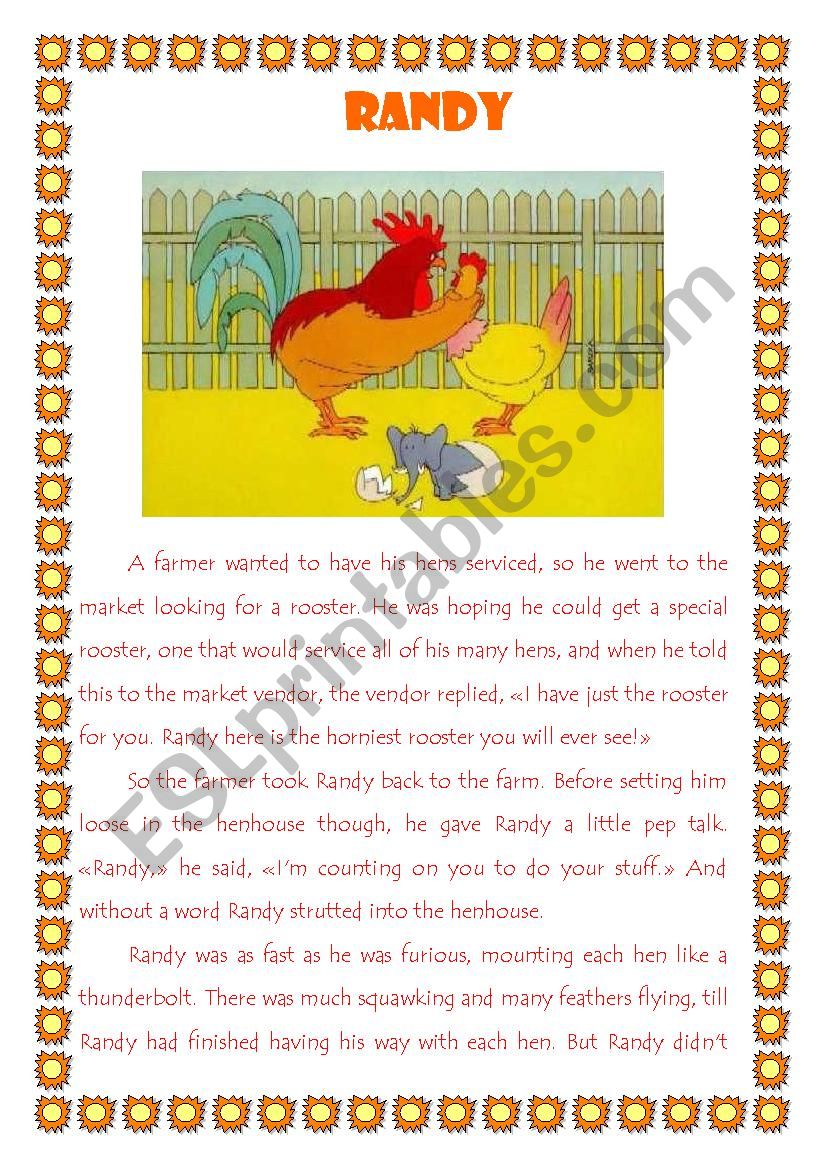Lewd rooster worksheet